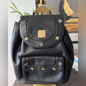 MCM Black Backpack with Gold Details Vintage
